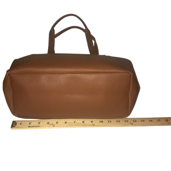 Tanger Brown Pebbled Faux Leather Large Tassel Boho Tote Bag - Picture 5 of 12